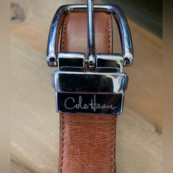 Cole Haan Other - Cole Haan Brown Leather Men’s Belt with Silver Tone Finish Hardware/ Size 34